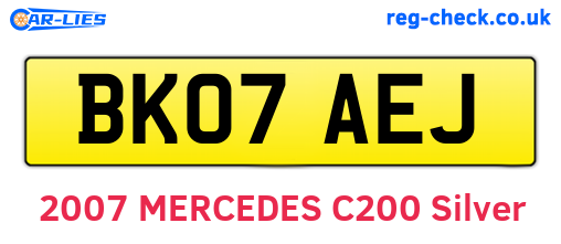 BK07AEJ are the vehicle registration plates.