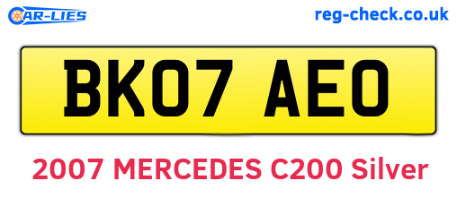 BK07AEO are the vehicle registration plates.