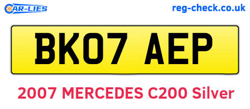 BK07AEP are the vehicle registration plates.