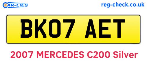 BK07AET are the vehicle registration plates.
