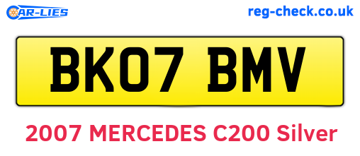 BK07BMV are the vehicle registration plates.