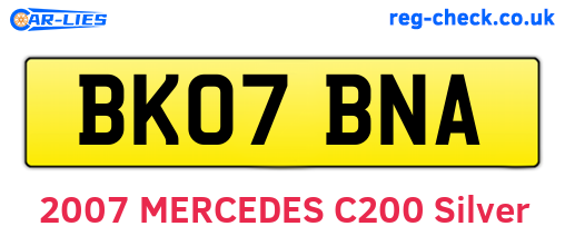 BK07BNA are the vehicle registration plates.