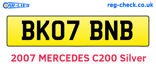 BK07BNB are the vehicle registration plates.