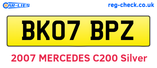 BK07BPZ are the vehicle registration plates.
