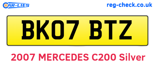 BK07BTZ are the vehicle registration plates.