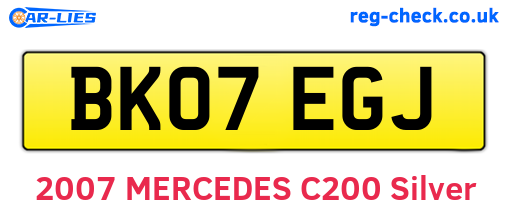 BK07EGJ are the vehicle registration plates.