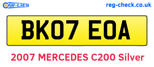 BK07EOA are the vehicle registration plates.