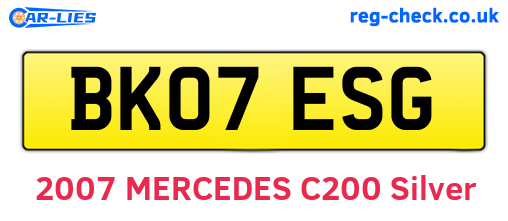 BK07ESG are the vehicle registration plates.