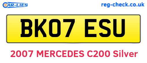 BK07ESU are the vehicle registration plates.