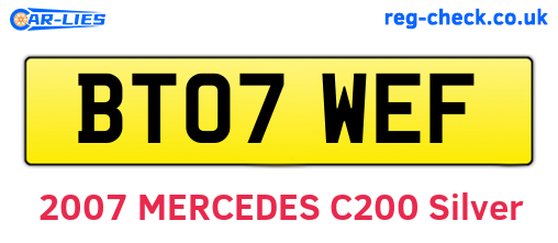 BT07WEF are the vehicle registration plates.