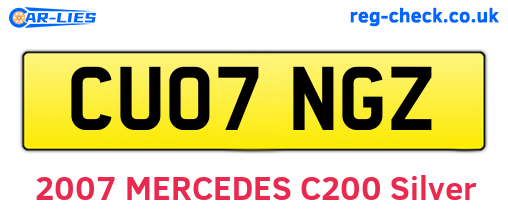 CU07NGZ are the vehicle registration plates.
