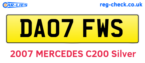 DA07FWS are the vehicle registration plates.