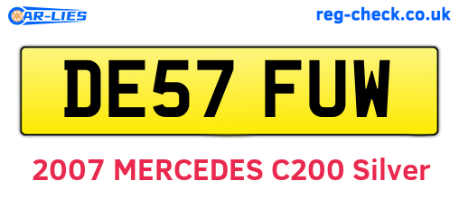 DE57FUW are the vehicle registration plates.