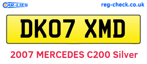 DK07XMD are the vehicle registration plates.