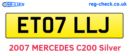 ET07LLJ are the vehicle registration plates.