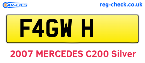 F4GWH are the vehicle registration plates.