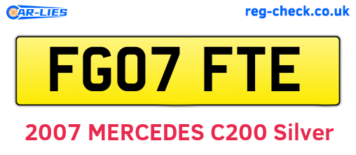 FG07FTE are the vehicle registration plates.