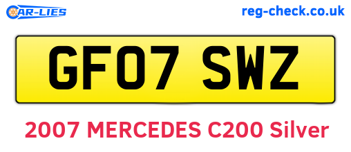 GF07SWZ are the vehicle registration plates.