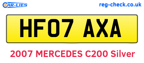 HF07AXA are the vehicle registration plates.
