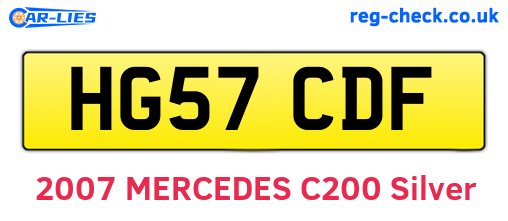 HG57CDF are the vehicle registration plates.