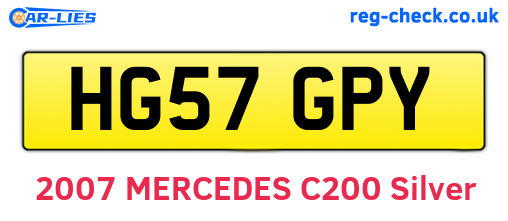 HG57GPY are the vehicle registration plates.