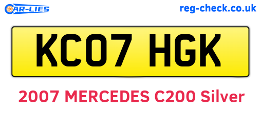 KC07HGK are the vehicle registration plates.