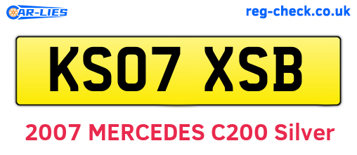 KS07XSB are the vehicle registration plates.