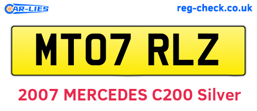 MT07RLZ are the vehicle registration plates.