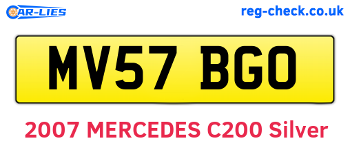 MV57BGO are the vehicle registration plates.