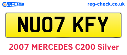 NU07KFY are the vehicle registration plates.