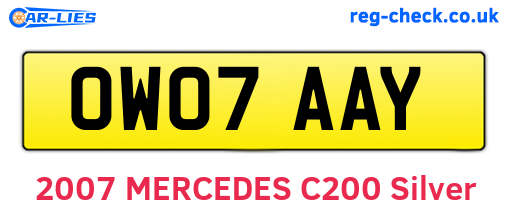 OW07AAY are the vehicle registration plates.