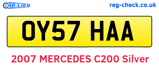 OY57HAA are the vehicle registration plates.