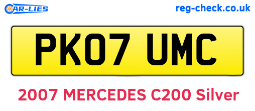 PK07UMC are the vehicle registration plates.