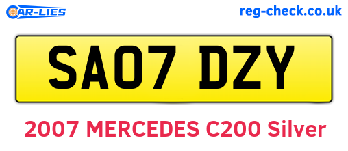 SA07DZY are the vehicle registration plates.