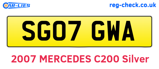SG07GWA are the vehicle registration plates.