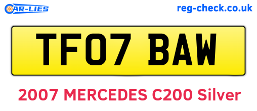 TF07BAW are the vehicle registration plates.