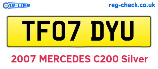 TF07DYU are the vehicle registration plates.