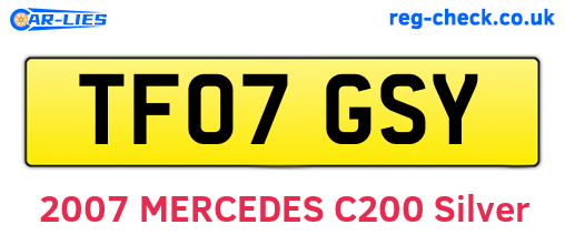 TF07GSY are the vehicle registration plates.