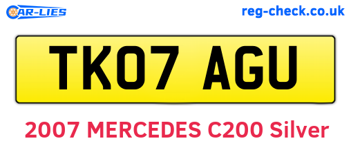 TK07AGU are the vehicle registration plates.