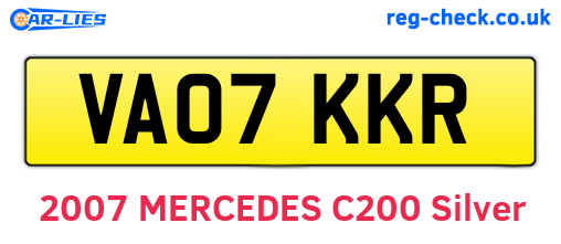VA07KKR are the vehicle registration plates.