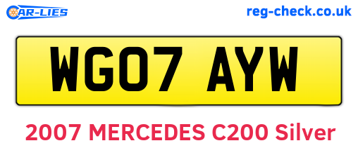 WG07AYW are the vehicle registration plates.
