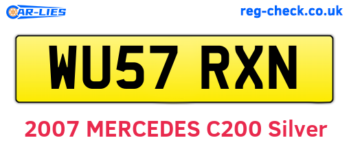 WU57RXN are the vehicle registration plates.