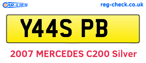 Y44SPB are the vehicle registration plates.