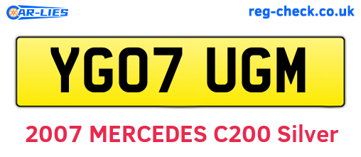 YG07UGM are the vehicle registration plates.