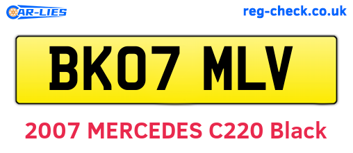 BK07MLV are the vehicle registration plates.