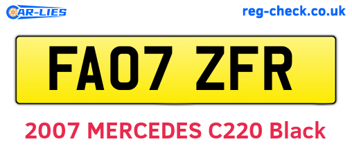FA07ZFR are the vehicle registration plates.
