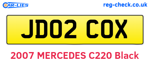 JD02COX are the vehicle registration plates.