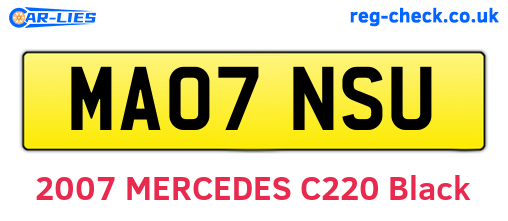 MA07NSU are the vehicle registration plates.
