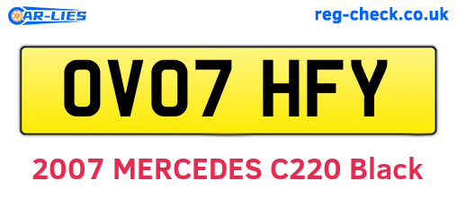 OV07HFY are the vehicle registration plates.