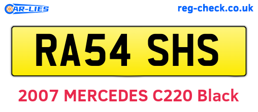 RA54SHS are the vehicle registration plates.